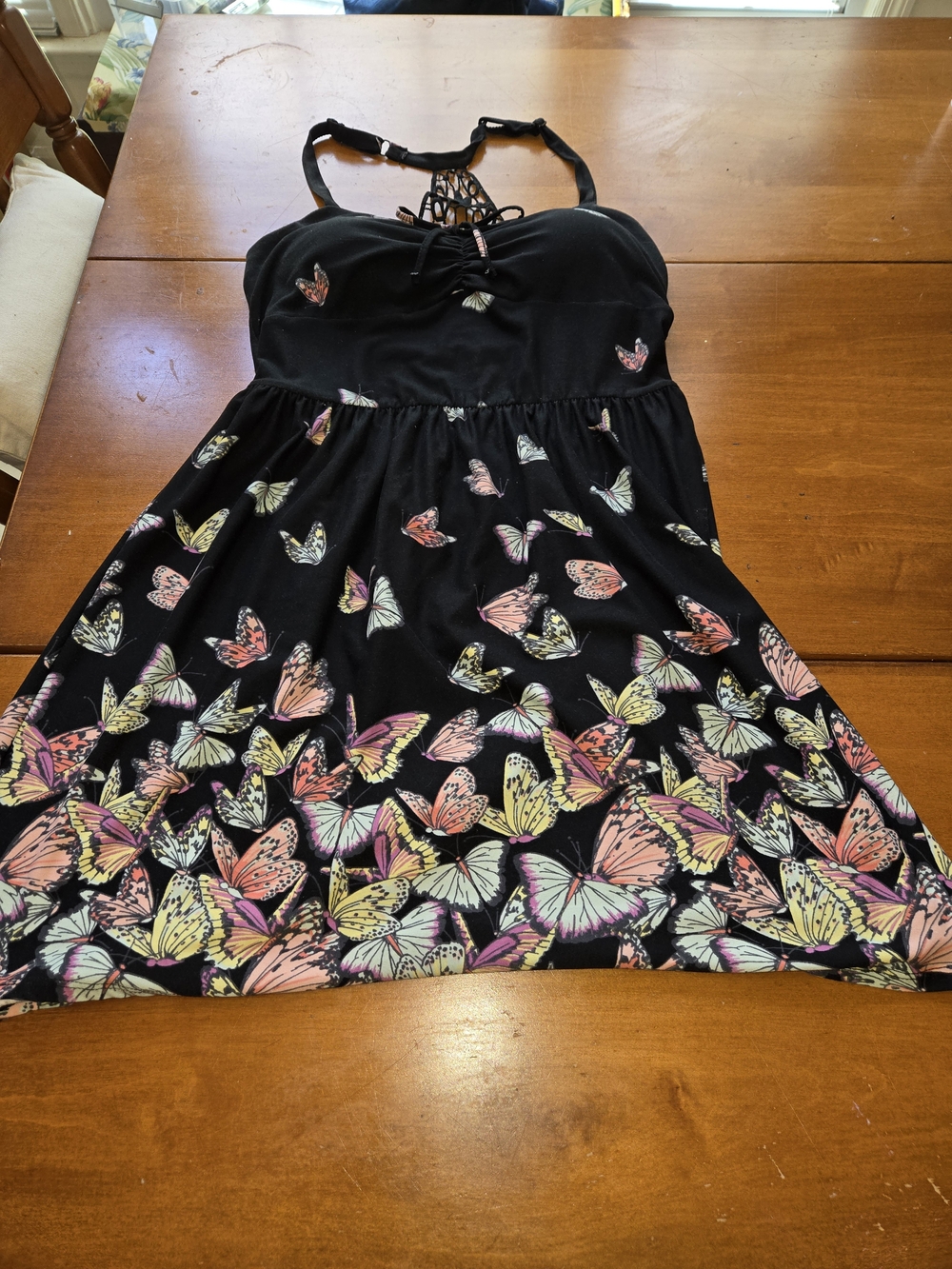 No Boundaries Black Butterfly Print Sundress with Pastel Accents